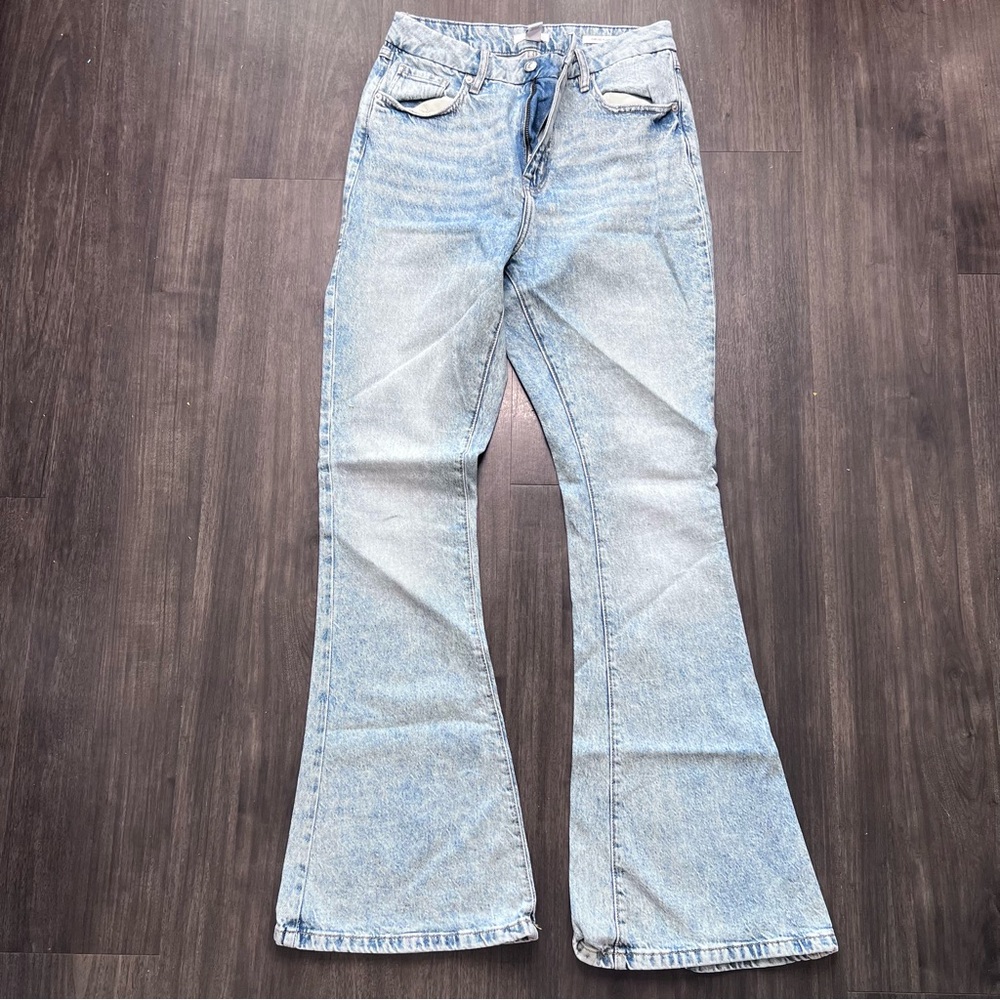 Forever 21 Blue Flare Wide Leg Jeans